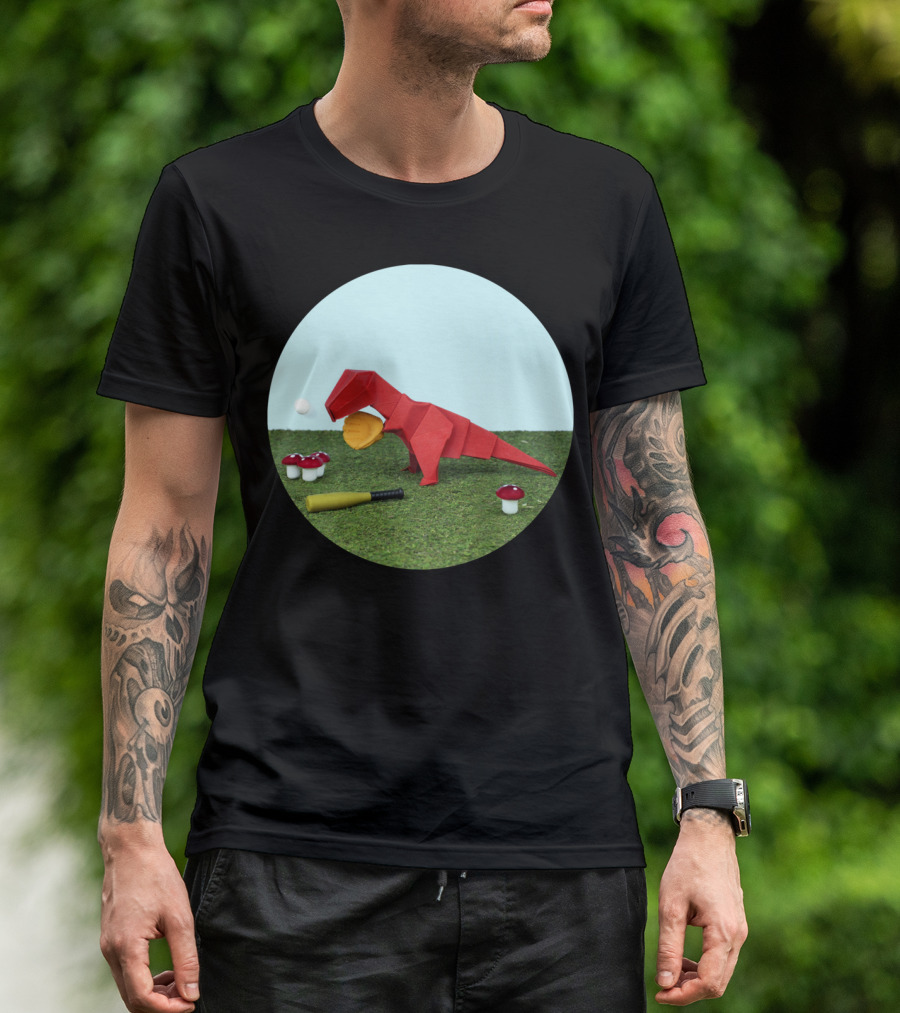 Yes Rex Can Dinosaur With Baseball Bat And Mushrooms T-Shirt