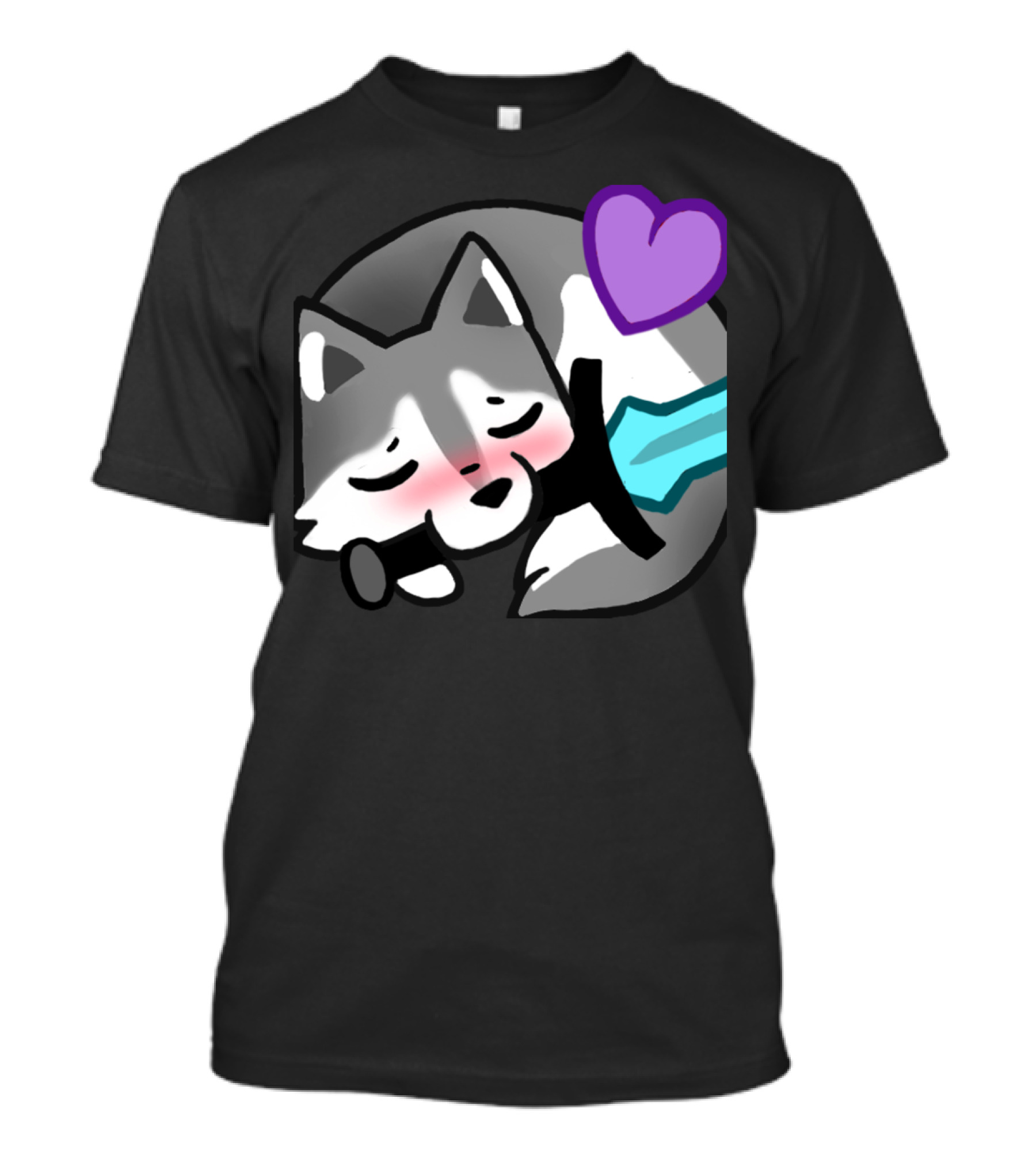 FhaeBae Cute Sleeping Fox With Sword And Purple Heart T-Shirt