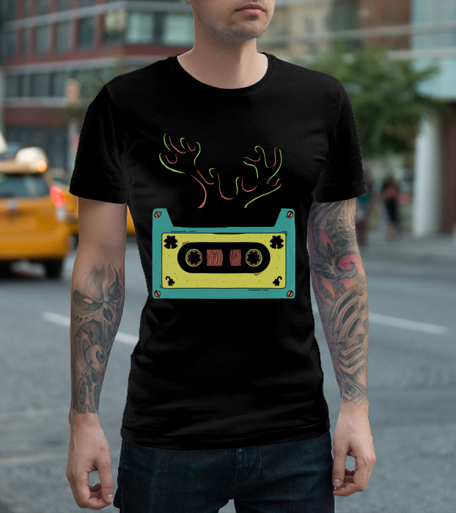 Classic Vintage Cassette Tape with Antler T-Shirt