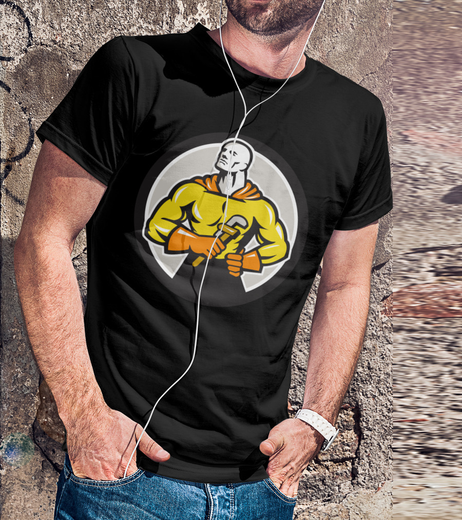Plumber Superhero Monkey Wrench Circle Bold Comic T-Shirt
