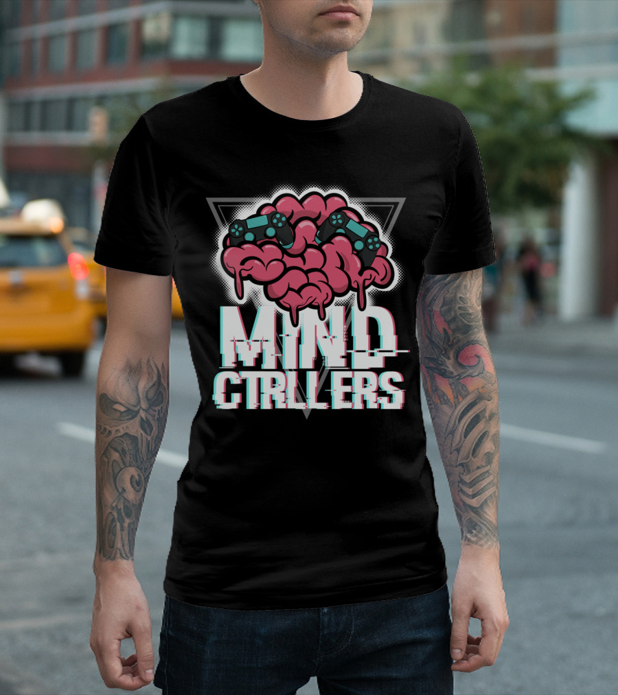 Mind Ctrllers Brain Graphic with Game Controllers T-Shirt