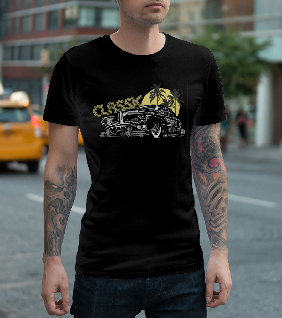 Classic Rod Old School Cars with Palm Trees T-Shirt