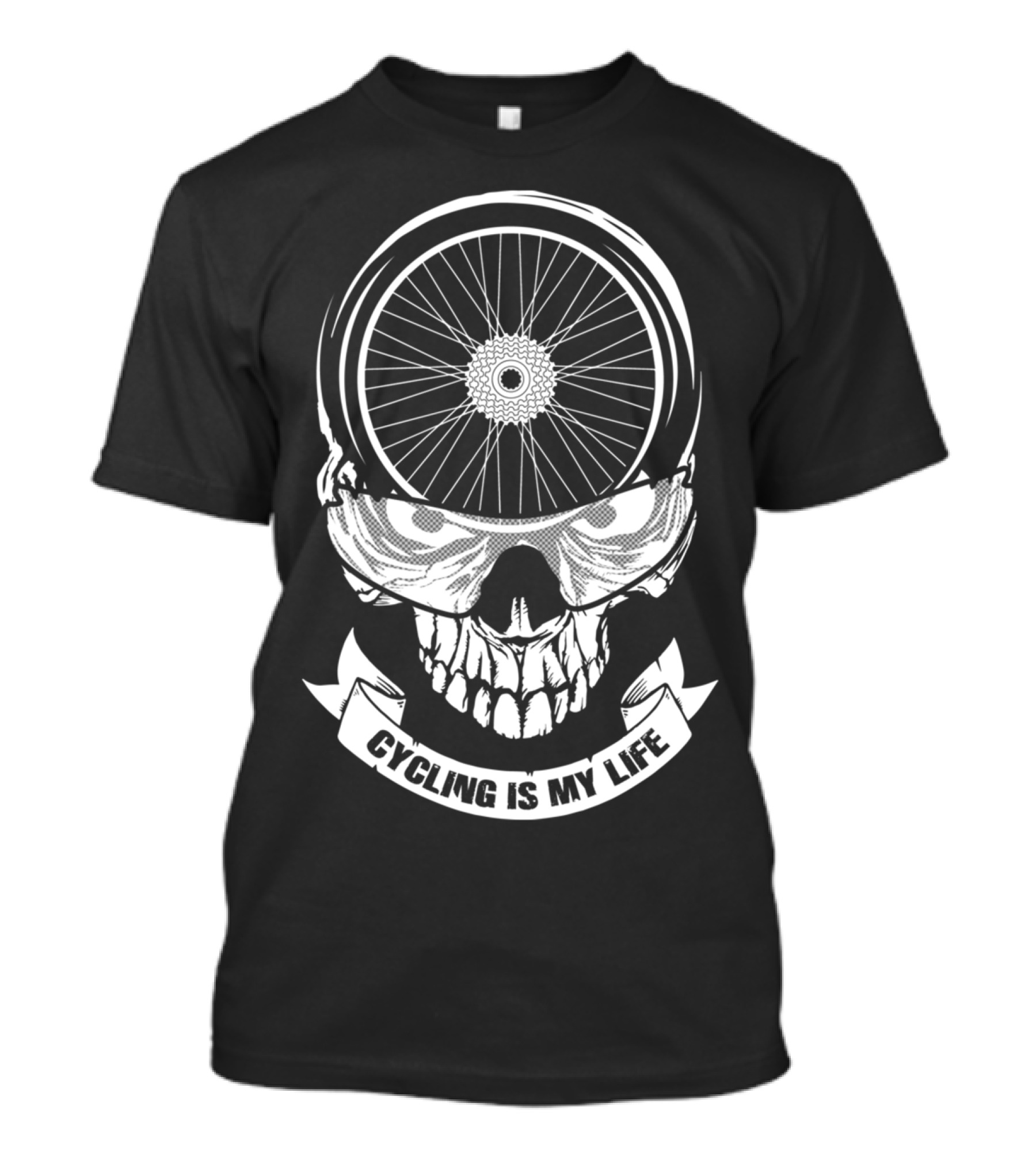 Cycling Is My Life Skull With Bicycle Wheel Helmet T-Shirt