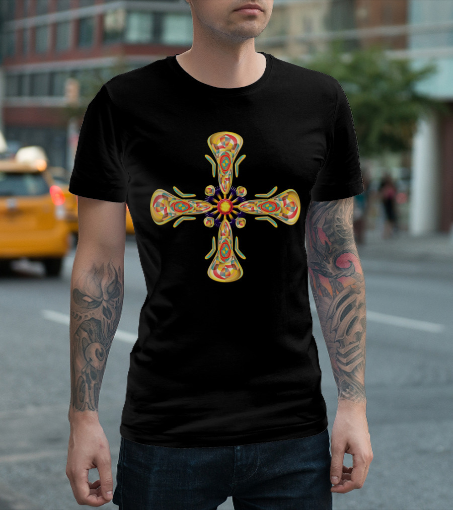 Jewelry Cross Colorful Intricate Abstract T-Shirt