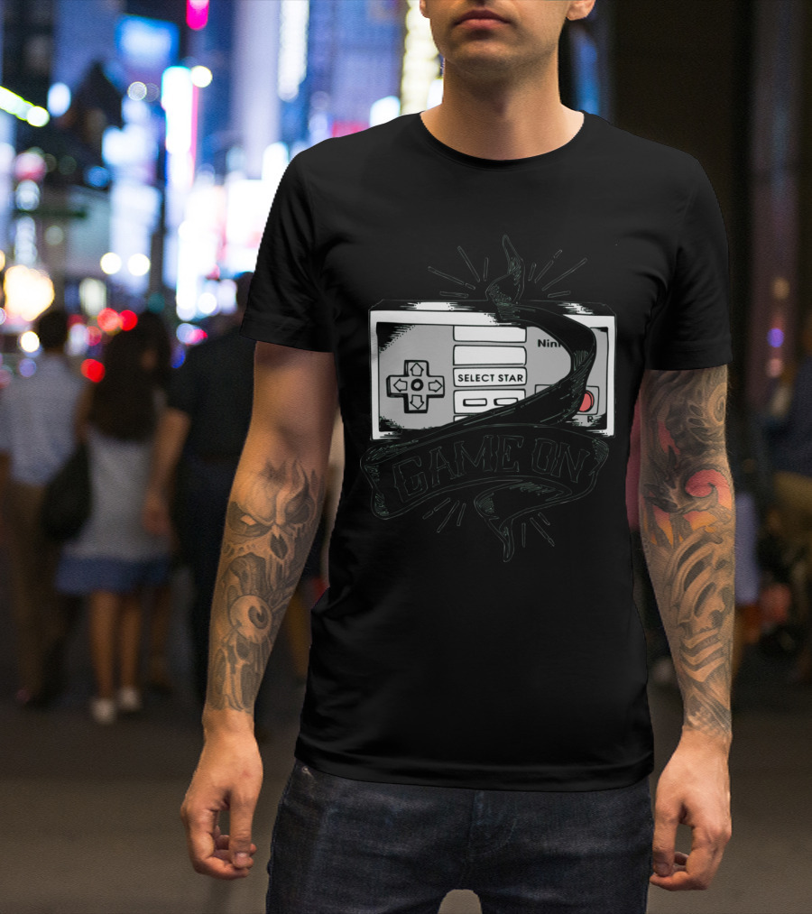 Game On Nintendo Hand Drawn Color Select Start T-Shirt