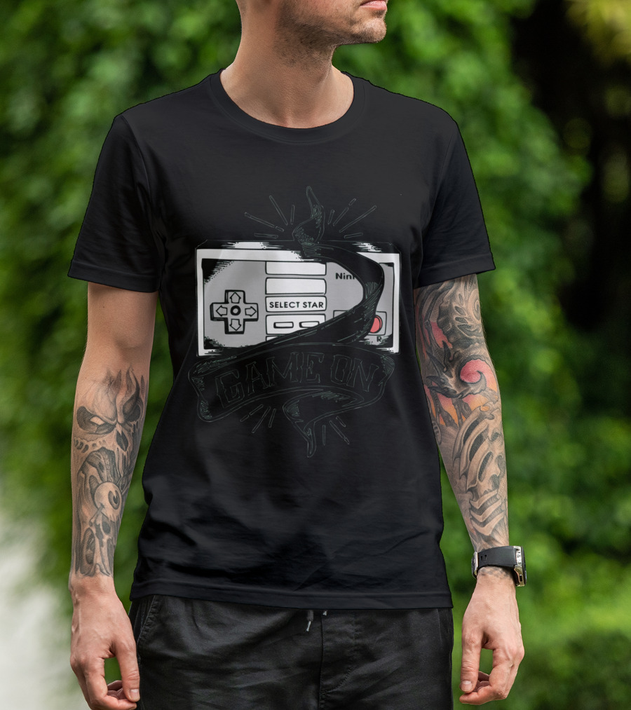 Game On Nintendo Hand Drawn Color Select Start T-Shirt