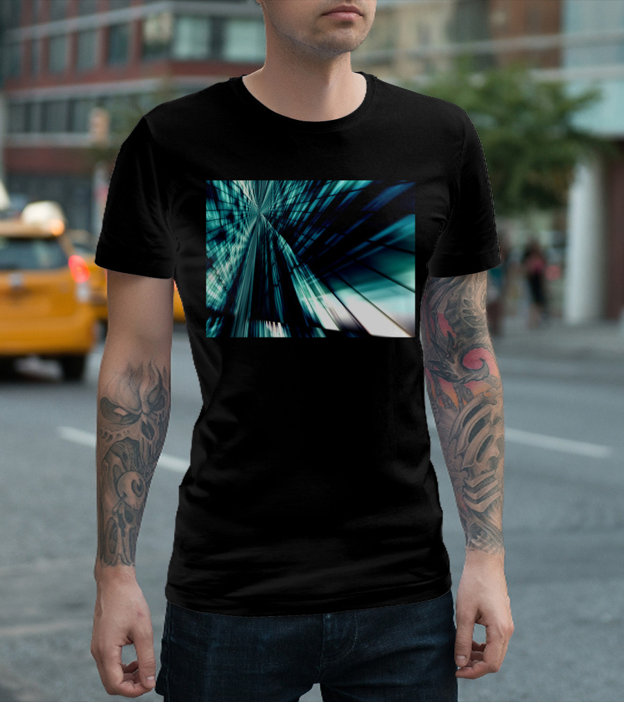 The Mirror Of The Soul Abstract Blue Symmetrical Light Paths T-Shirt