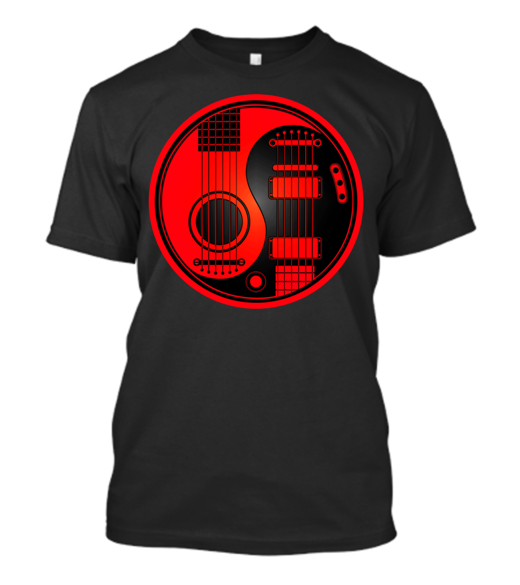 Red And Black Yin Yang Acoustic Electric Guitars T-Shirt