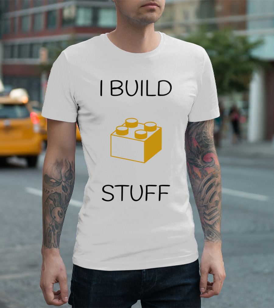 I Build Stuff Yellow Brick T-Shirt