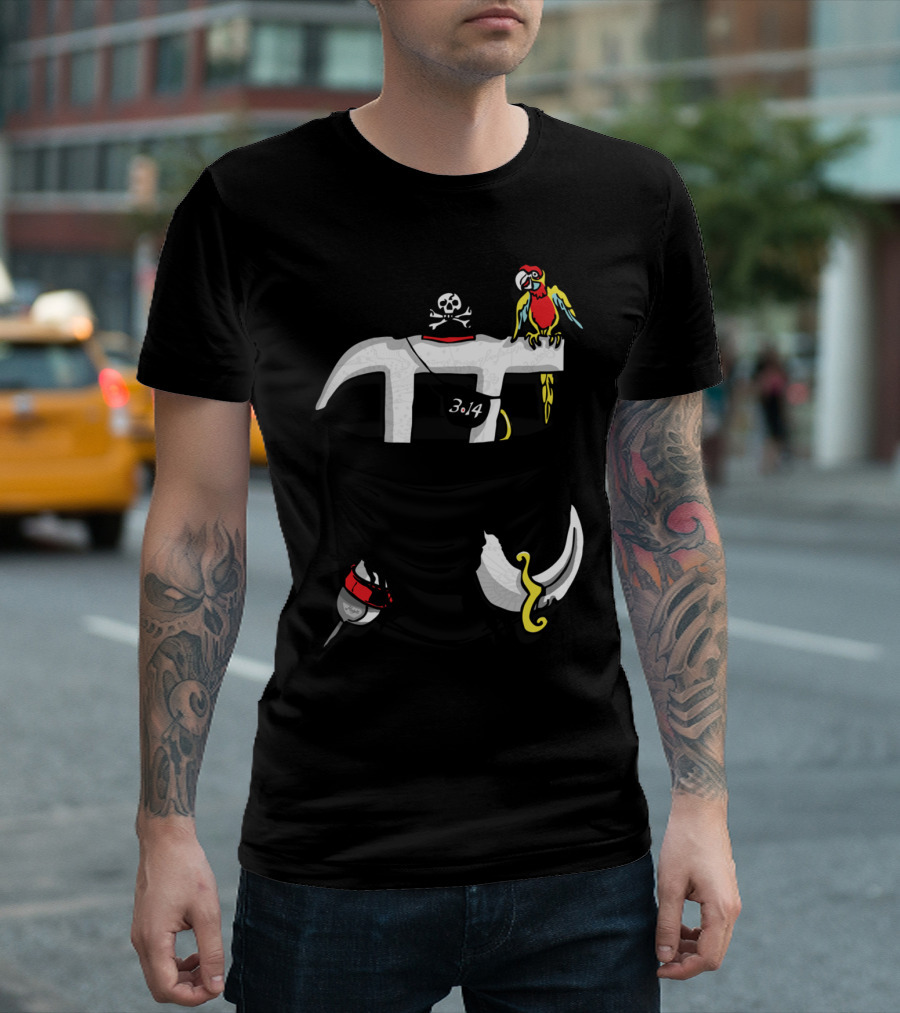 Pocket Pirate 3.14 Pi Day with Parrot and Pirate Hat T-Shirt