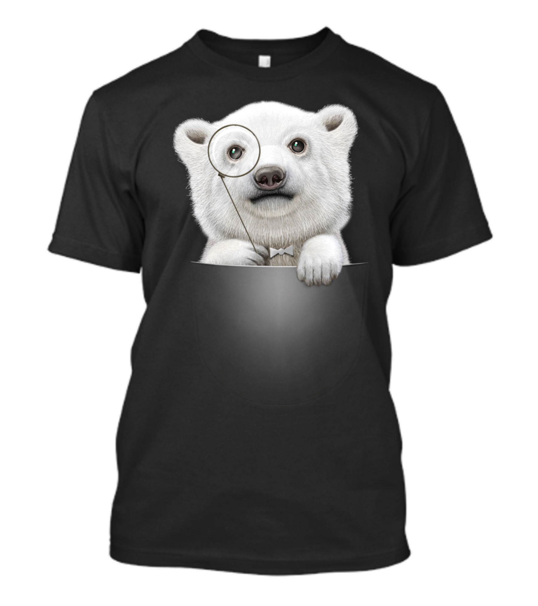 POCKET POLAR BEAR WITH MONOCLE AND BOW TIE T-Shirt