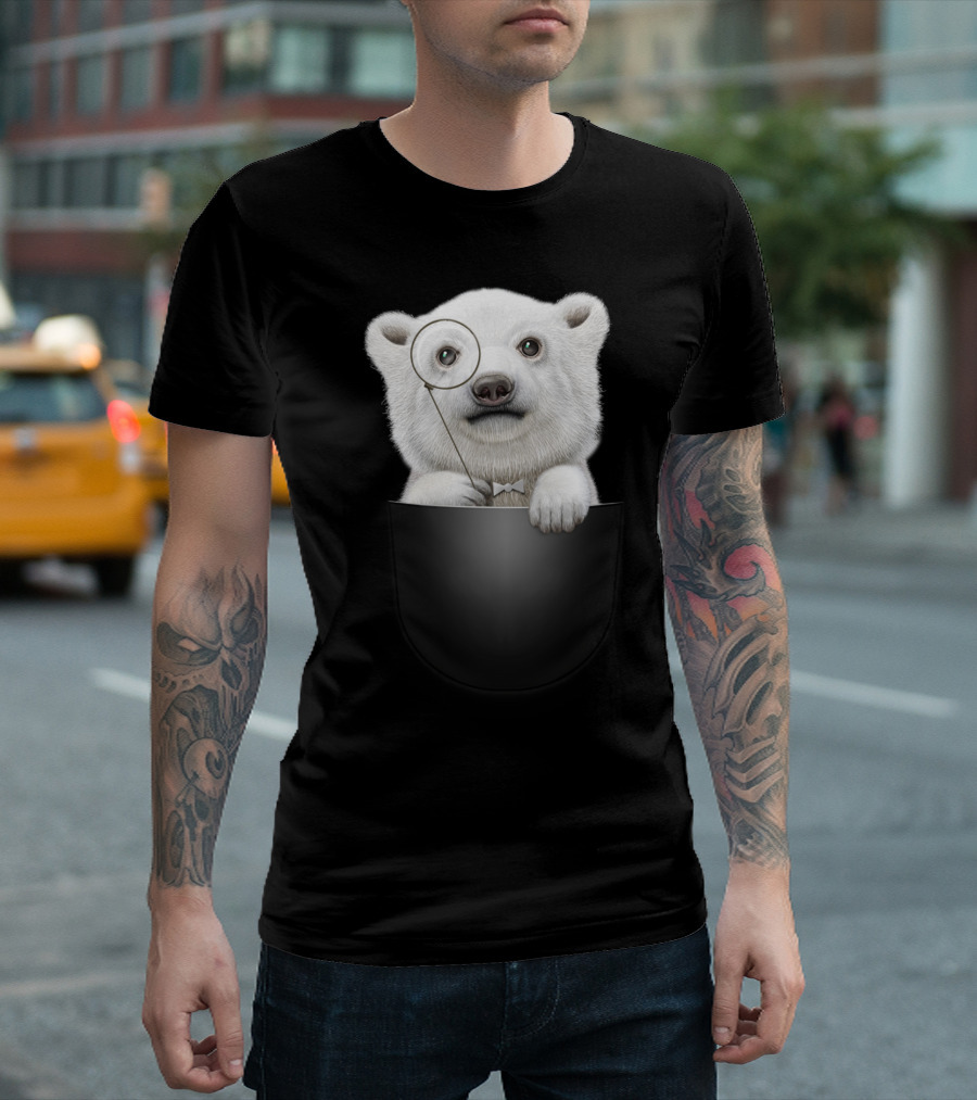POCKET POLAR BEAR WITH MONOCLE AND BOW TIE T-Shirt