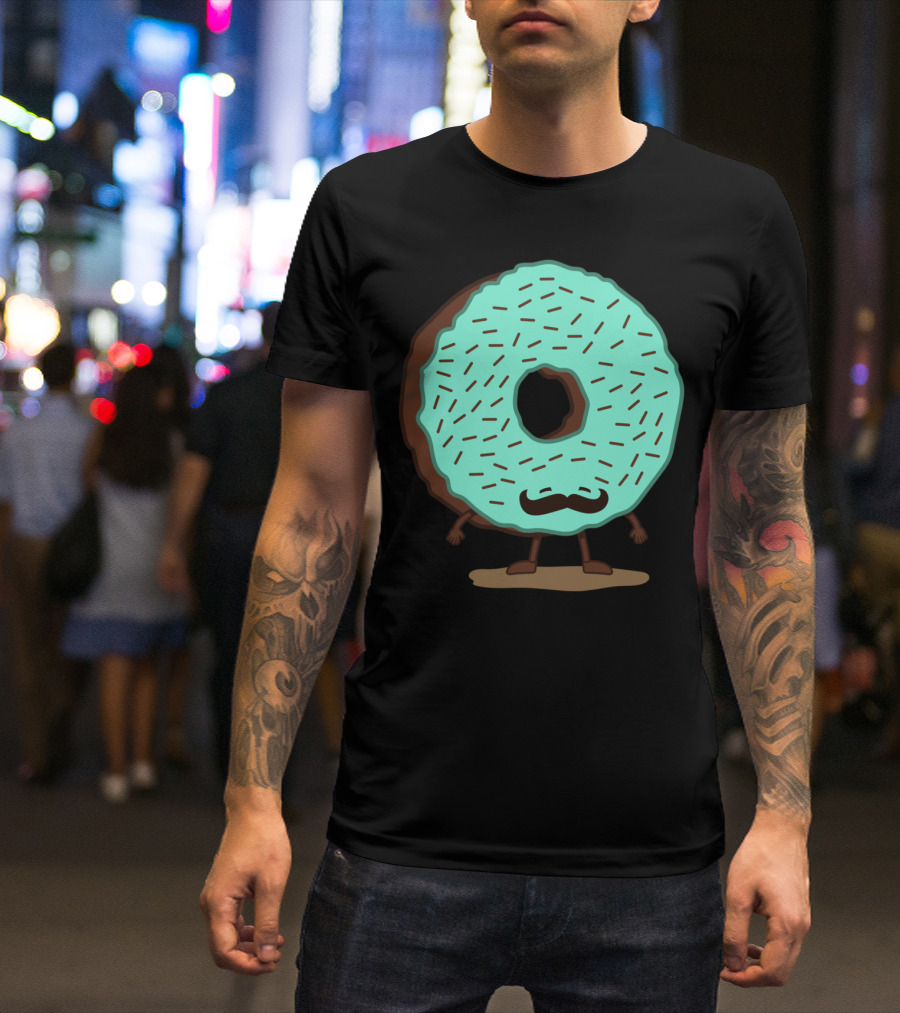The Mustache Donut Mint Frosted Dessert With Sprinkles And Legs T-Shirt