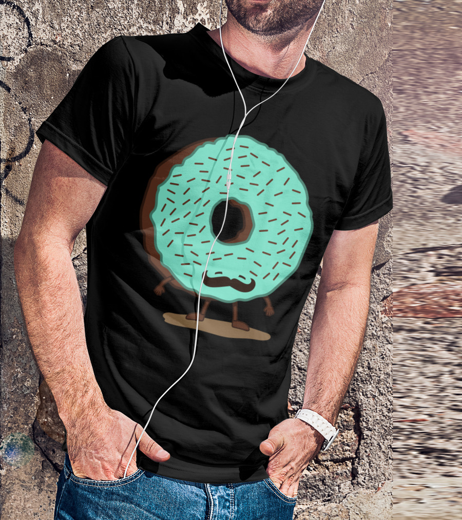 The Mustache Donut Mint Frosted Dessert With Sprinkles And Legs T-Shirt
