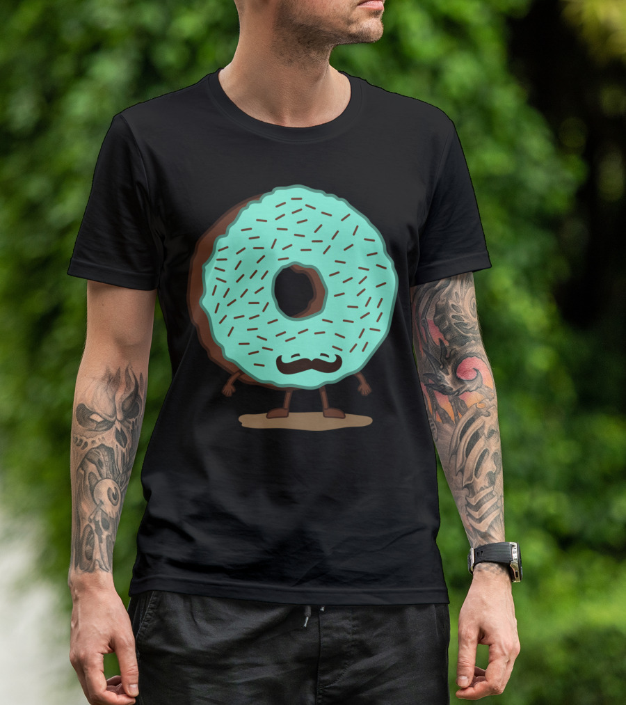 The Mustache Donut Mint Frosted Dessert With Sprinkles And Legs T-Shirt