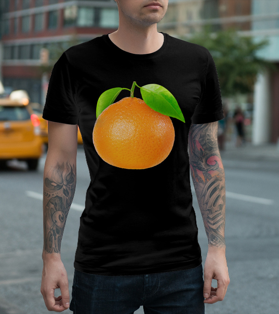 Clementine Sti Orange Fruit with Green Leaves T-Shirt