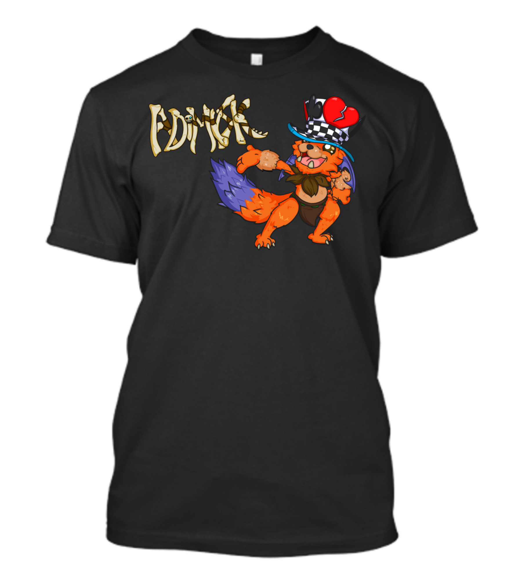 EDIMYSK Gnar Character With Checkered Heart Hat T-Shirt