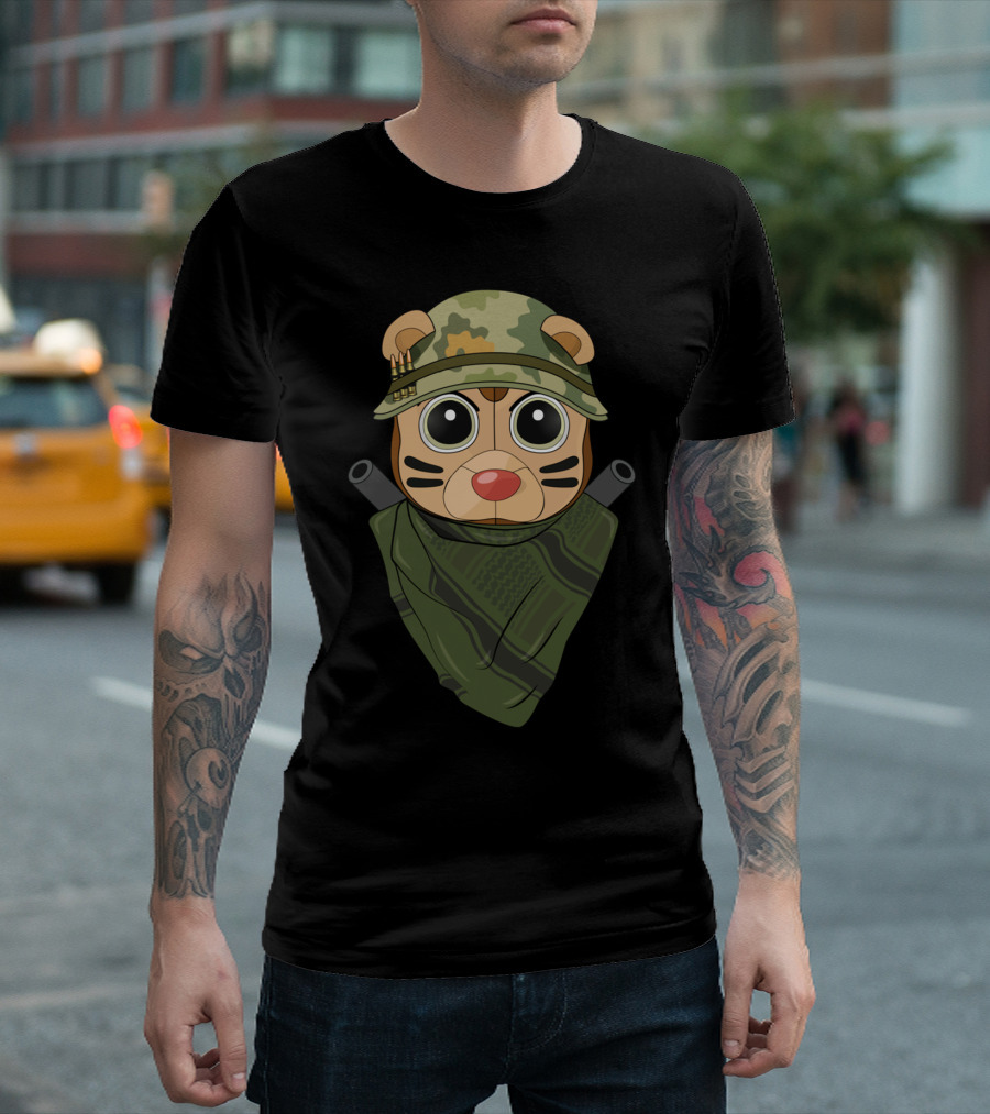 Sowz Military Bear Camo Helmet and Scarf T-Shirt