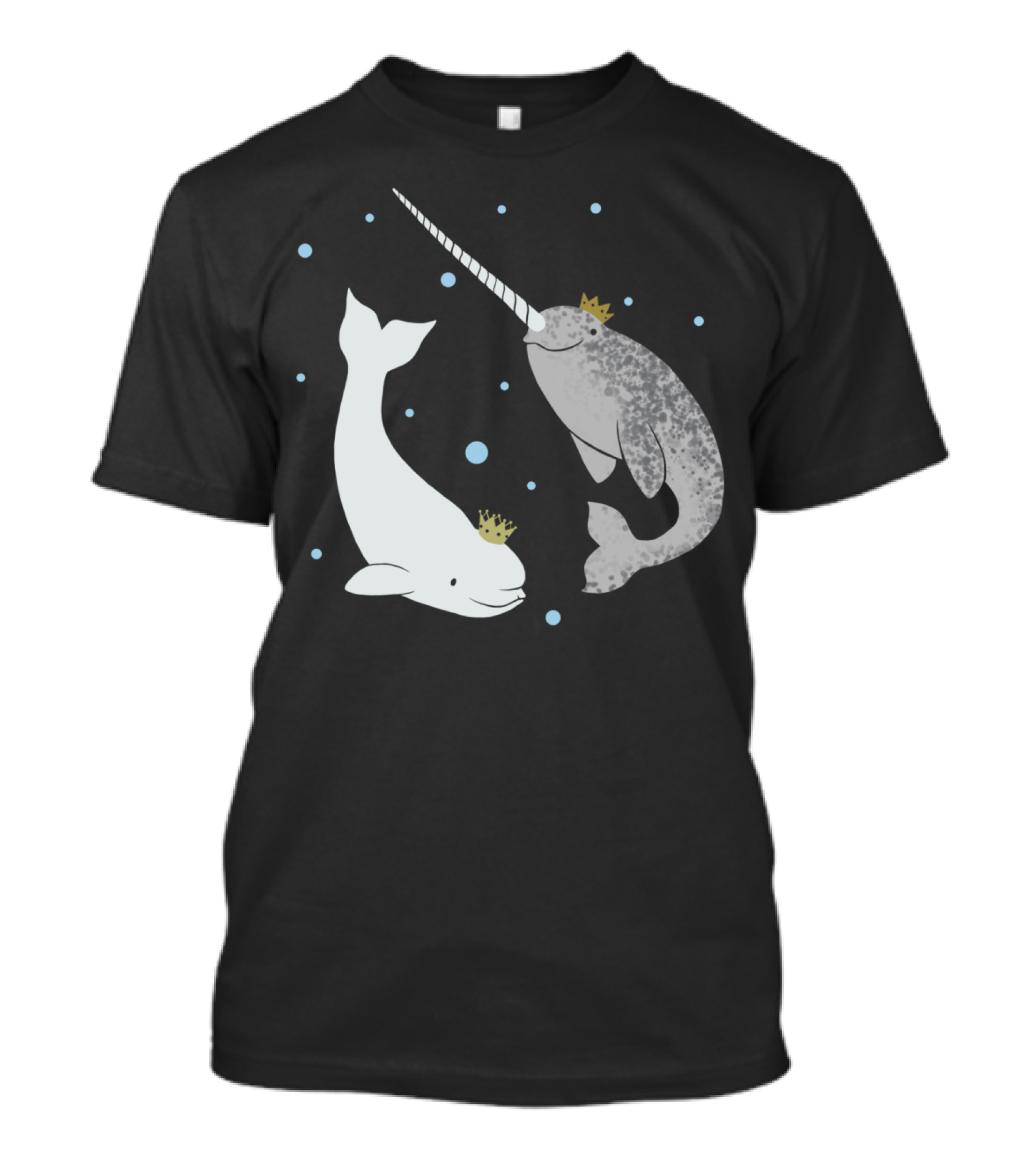 The Prince And Princess Of Whales Featuring Crowned Beluga And Narwhal With Bubbles T-Shirt