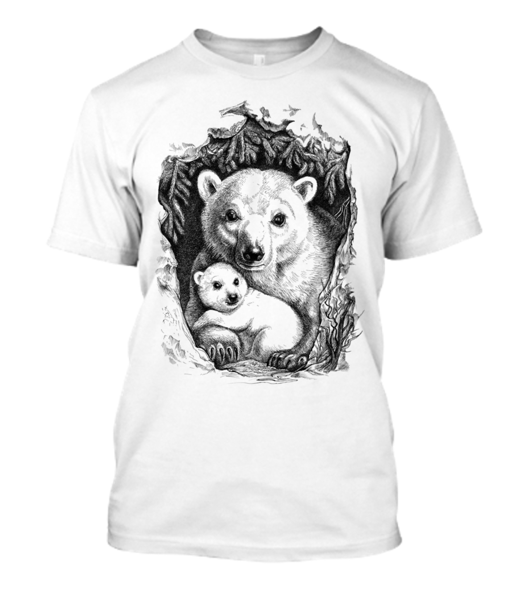 Polar Bear Family In Cozy Den T-Shirt