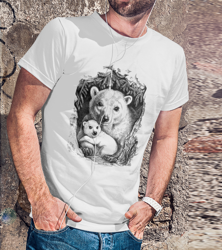 Polar Bear Family In Cozy Den T-Shirt