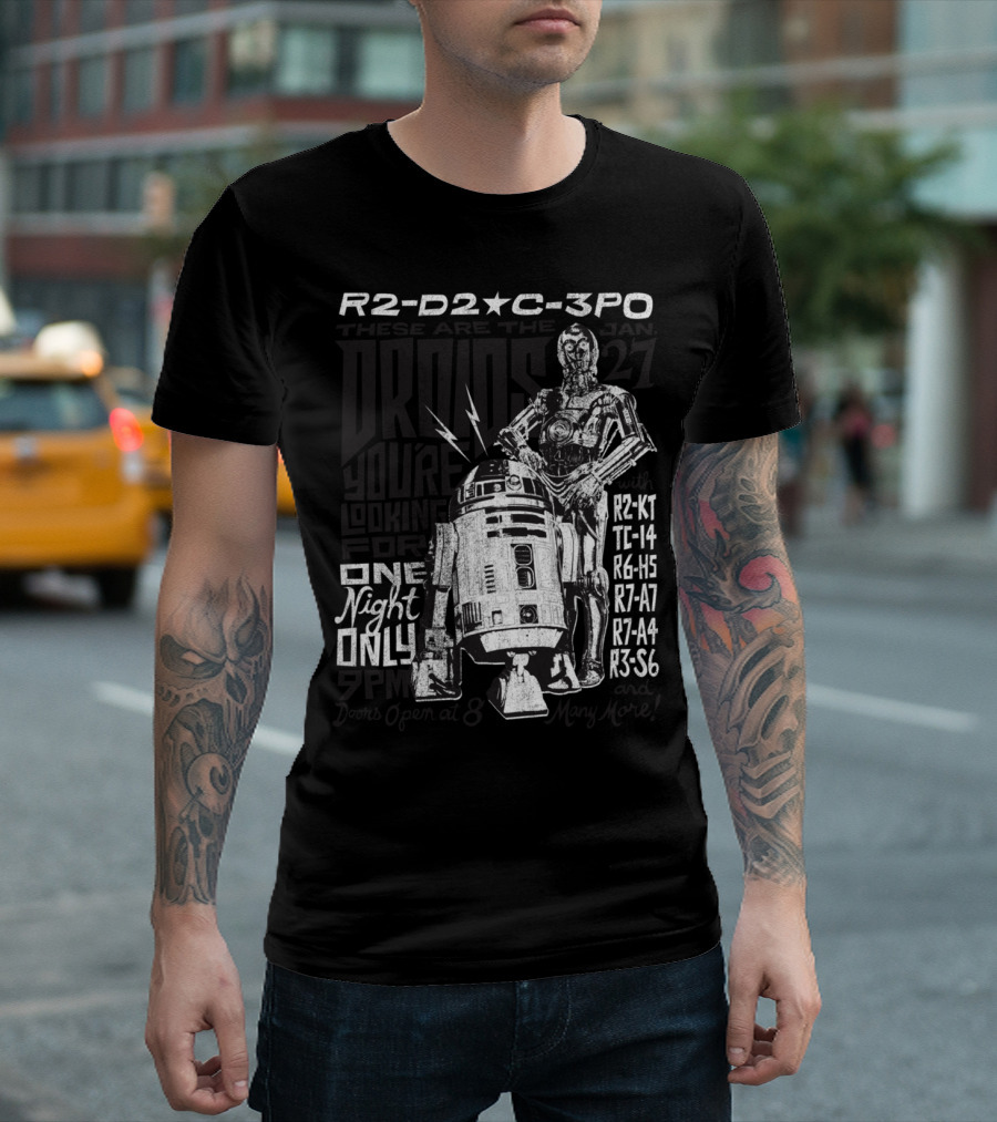 R2-D2 C-3PO One Night Only Droids You’re Looking For T-Shirt