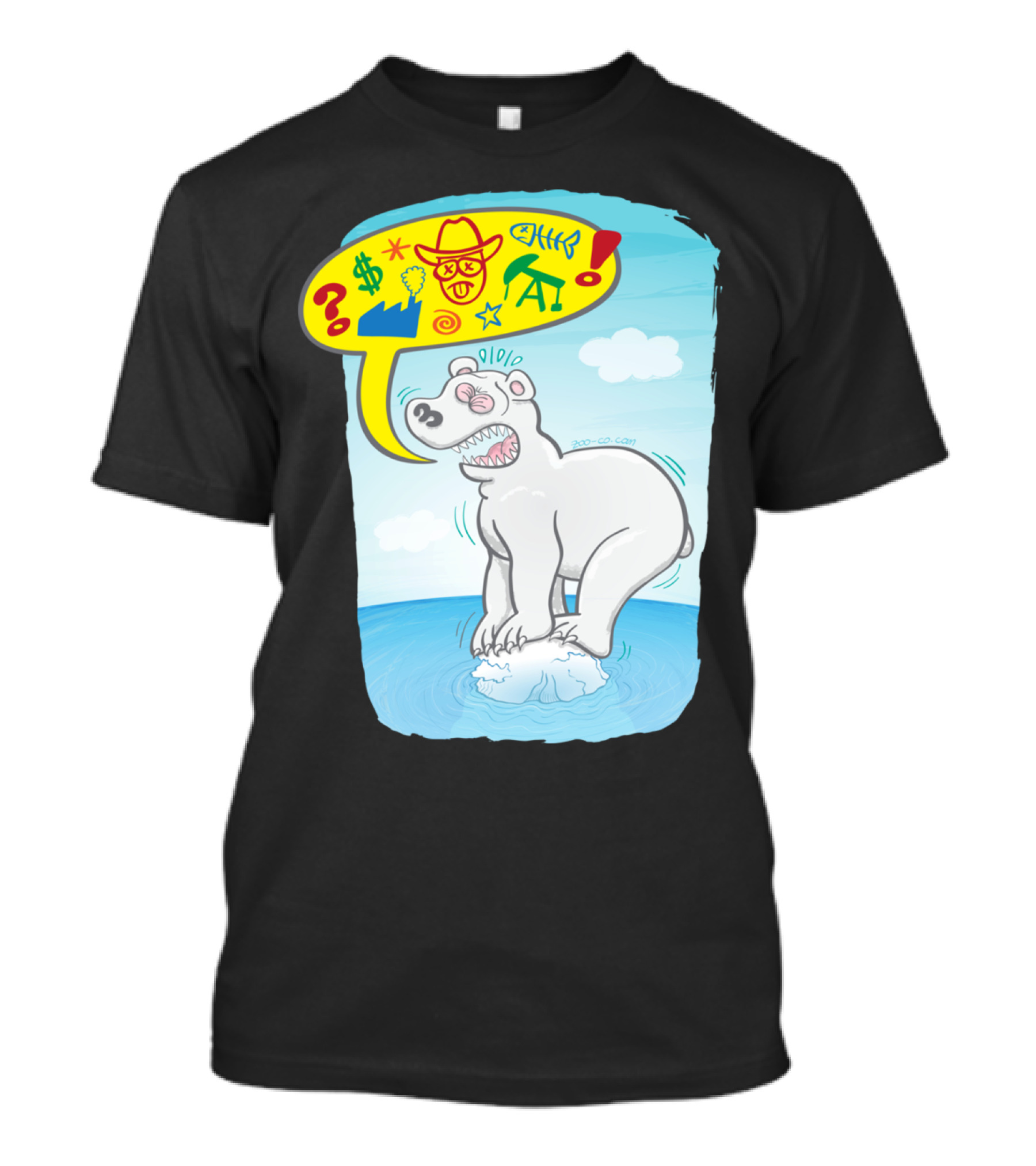 Polar Bear Angry Protest Cartoon With Symbols And Icons T-Shirt