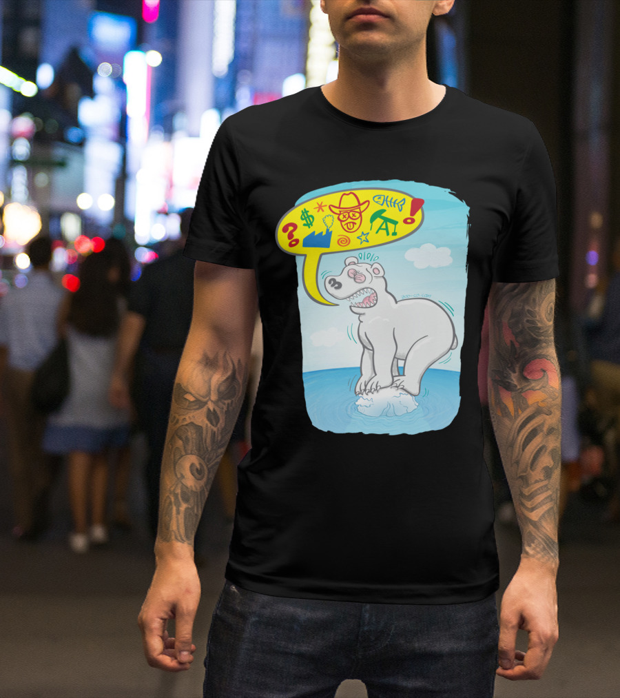 Polar Bear Angry Protest Cartoon With Symbols And Icons T-Shirt