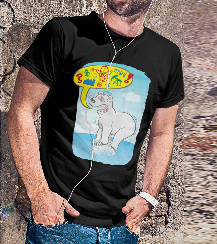 Polar Bear Angry Protest Cartoon With Symbols And Icons T-Shirt