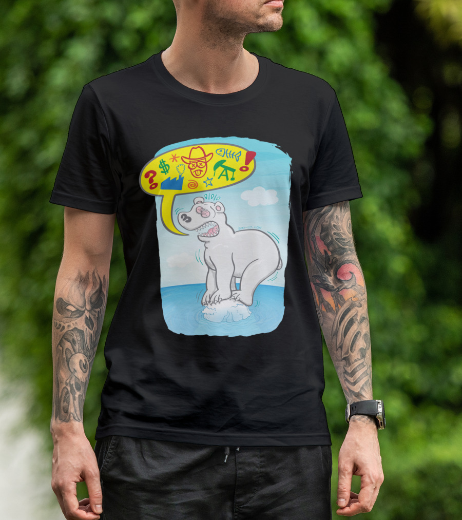 Polar Bear Angry Protest Cartoon With Symbols And Icons T-Shirt