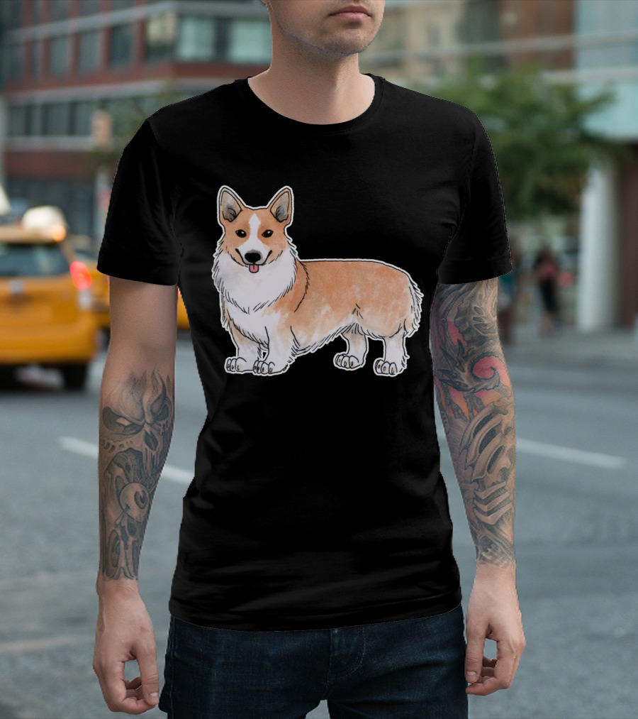 Corgi Dog Illustration With Cartoon Style Drawing T-Shirt