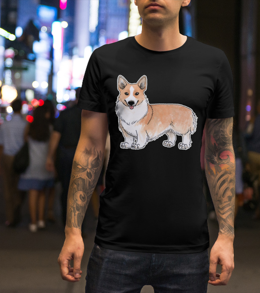 Corgi Dog Illustration With Cartoon Style Drawing T-Shirt