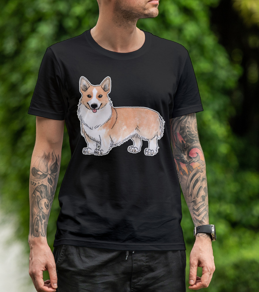 Corgi Dog Illustration With Cartoon Style Drawing T-Shirt