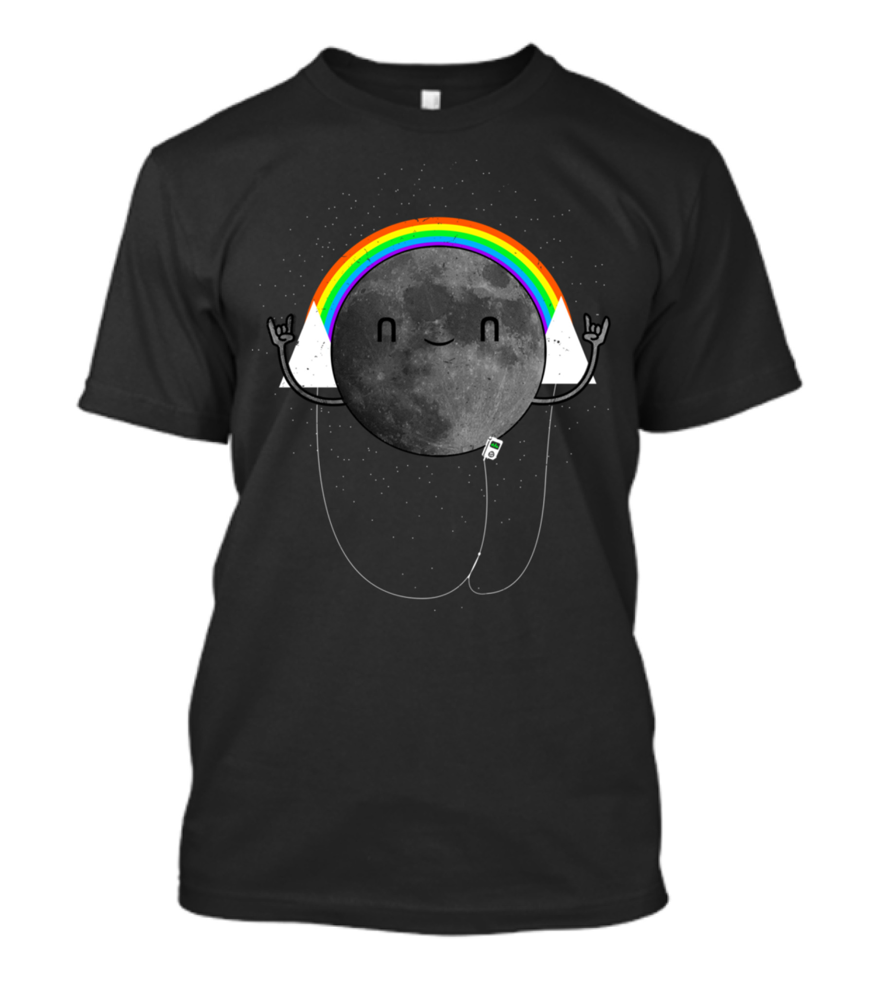 The One Millionth Dark Side Of The Moon Happy Rocking Moon With Rainbow And Music Player T-Shirt