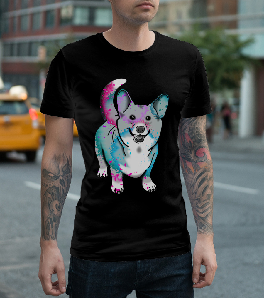 Corgi In Vibrant Watercolor Splash T-Shirt