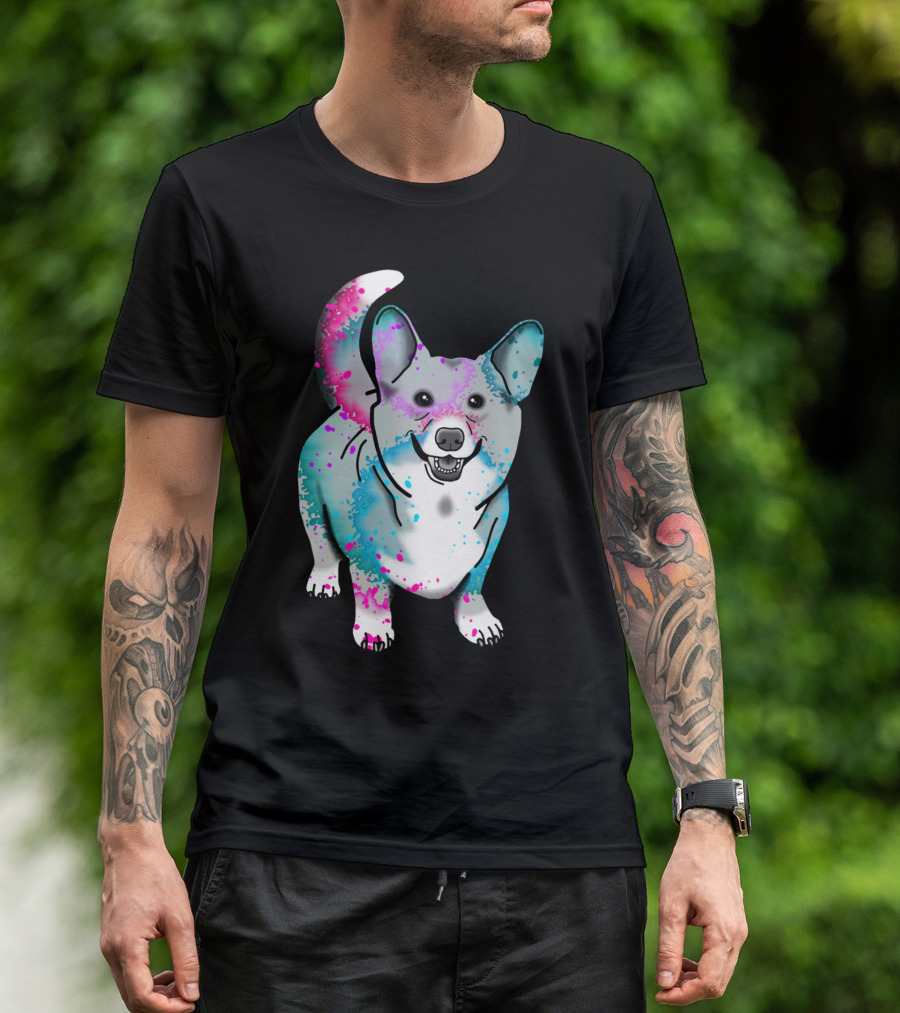 Corgi In Vibrant Watercolor Splash T-Shirt
