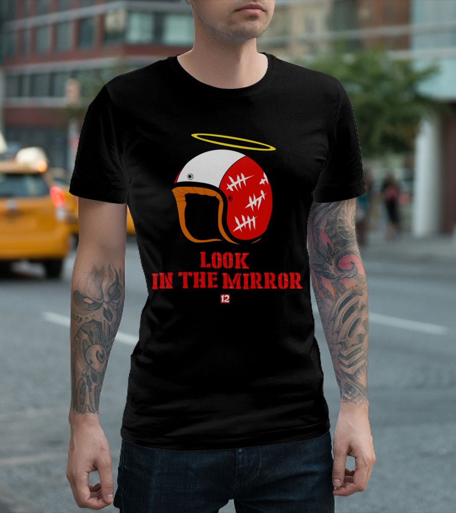 Look In The Mirror Racing Helmet Halo Number 12 T-Shirt