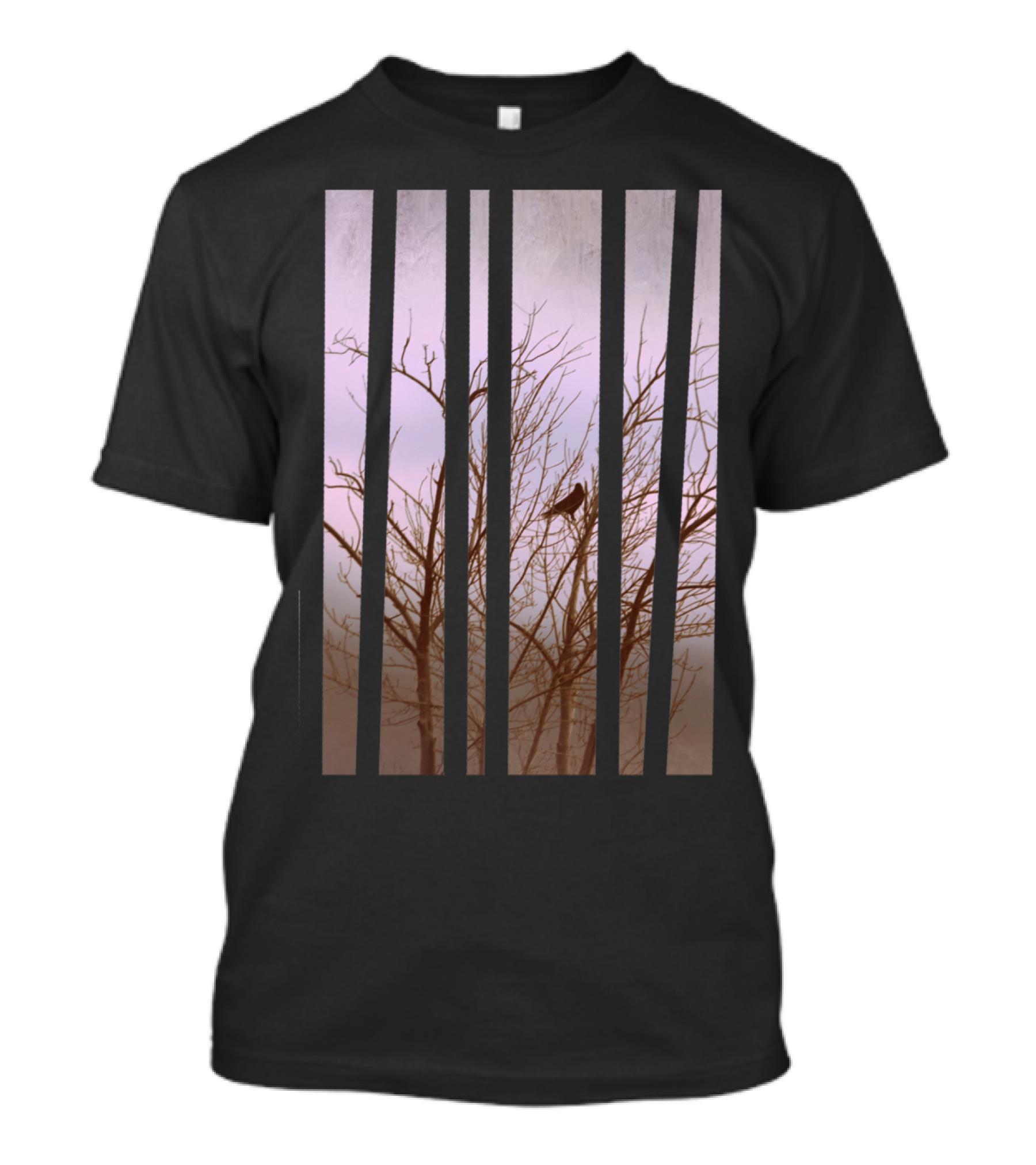 Driving Through The Mist Winter Trees And Lonely Bird T-Shirt