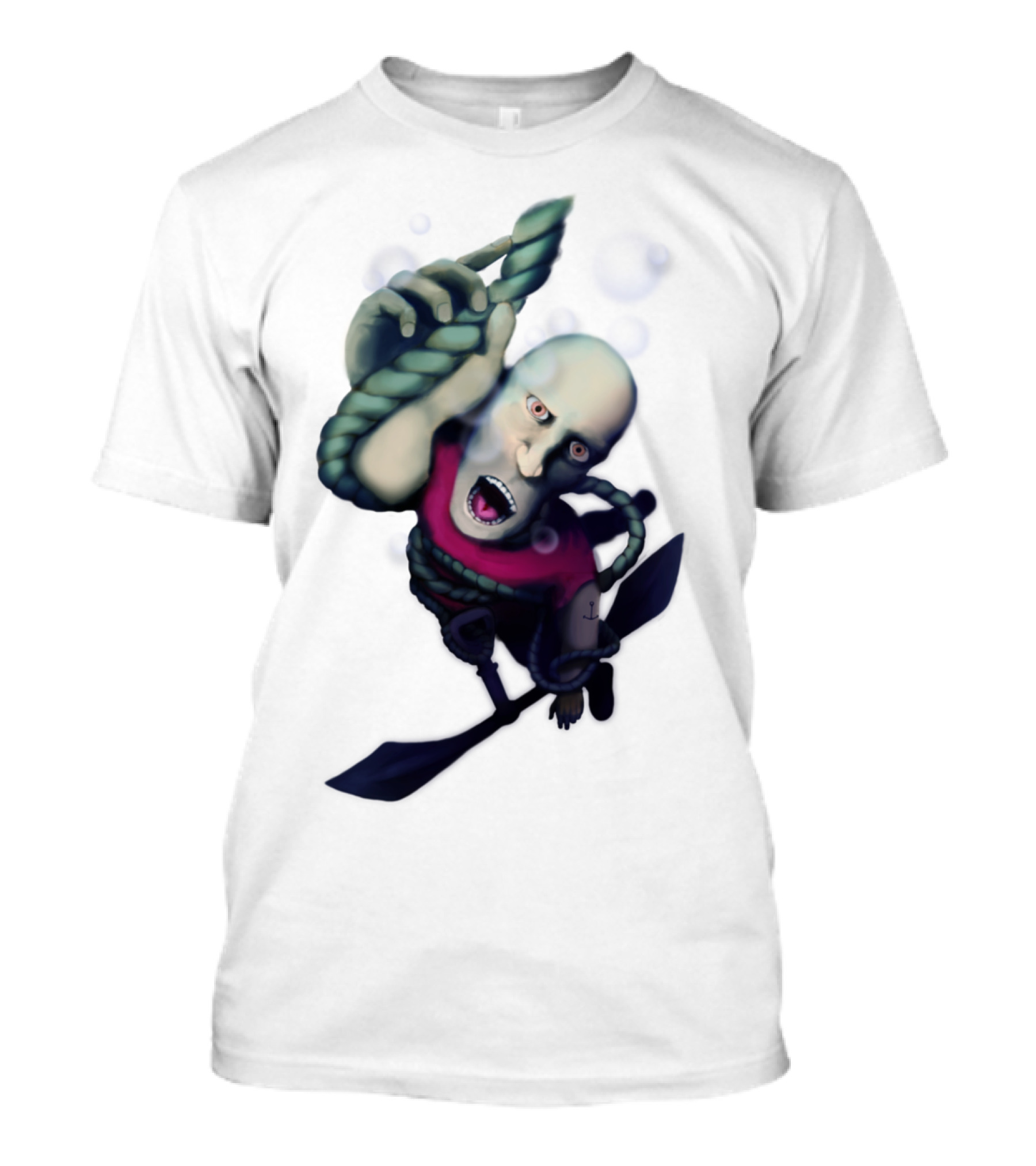 Drowning Man Enveloped In Rope Amidst Bubbles T-Shirt