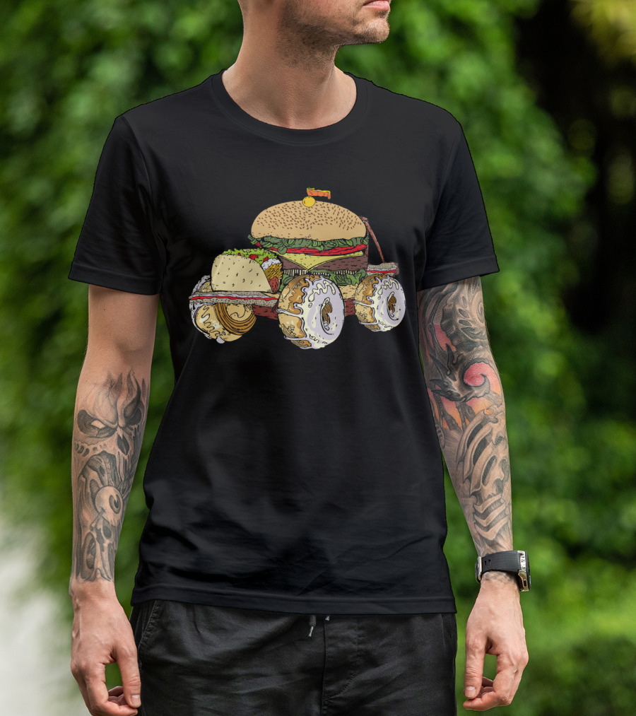 Junk Junk Burger Sandwich Donut Car With Lettuce And Cheese T-Shirt