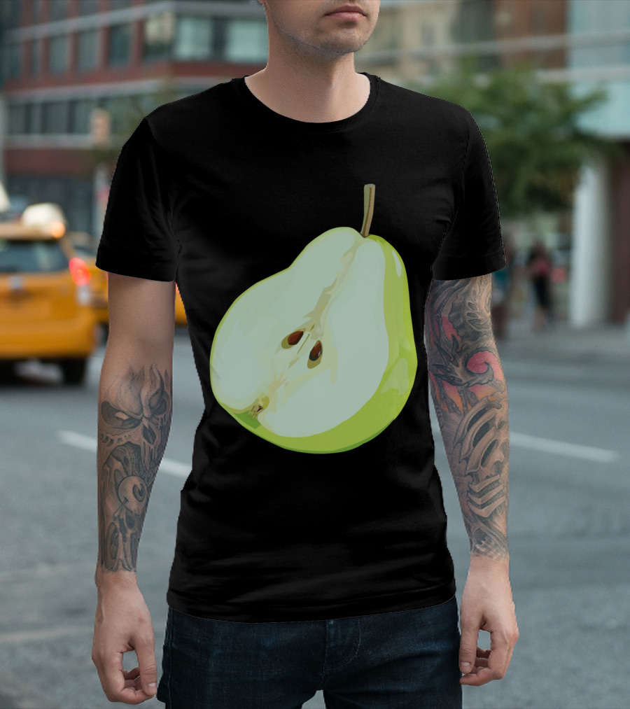 Green Pear Halved Slice Fruit T-Shirt