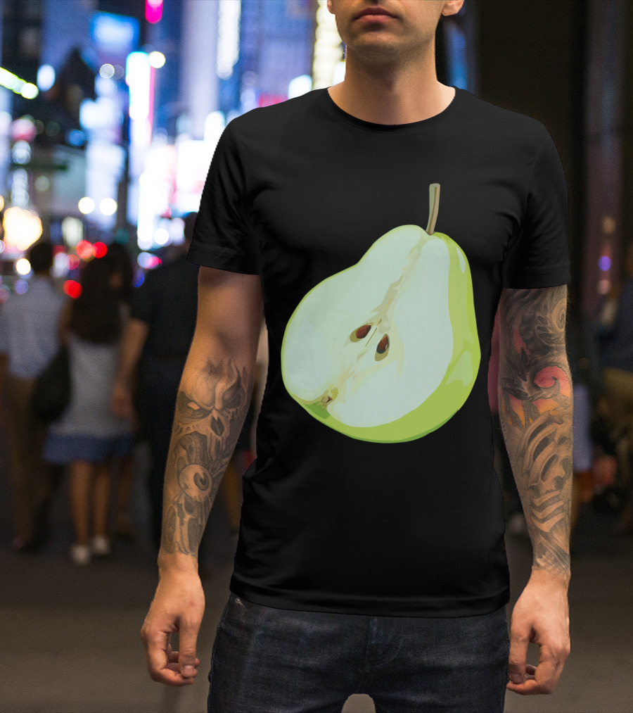 Green Pear Halved Slice Fruit T-Shirt