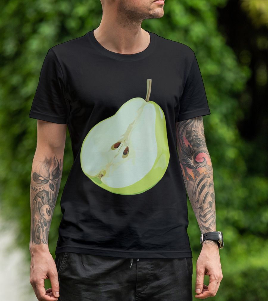 Green Pear Halved Slice Fruit T-Shirt