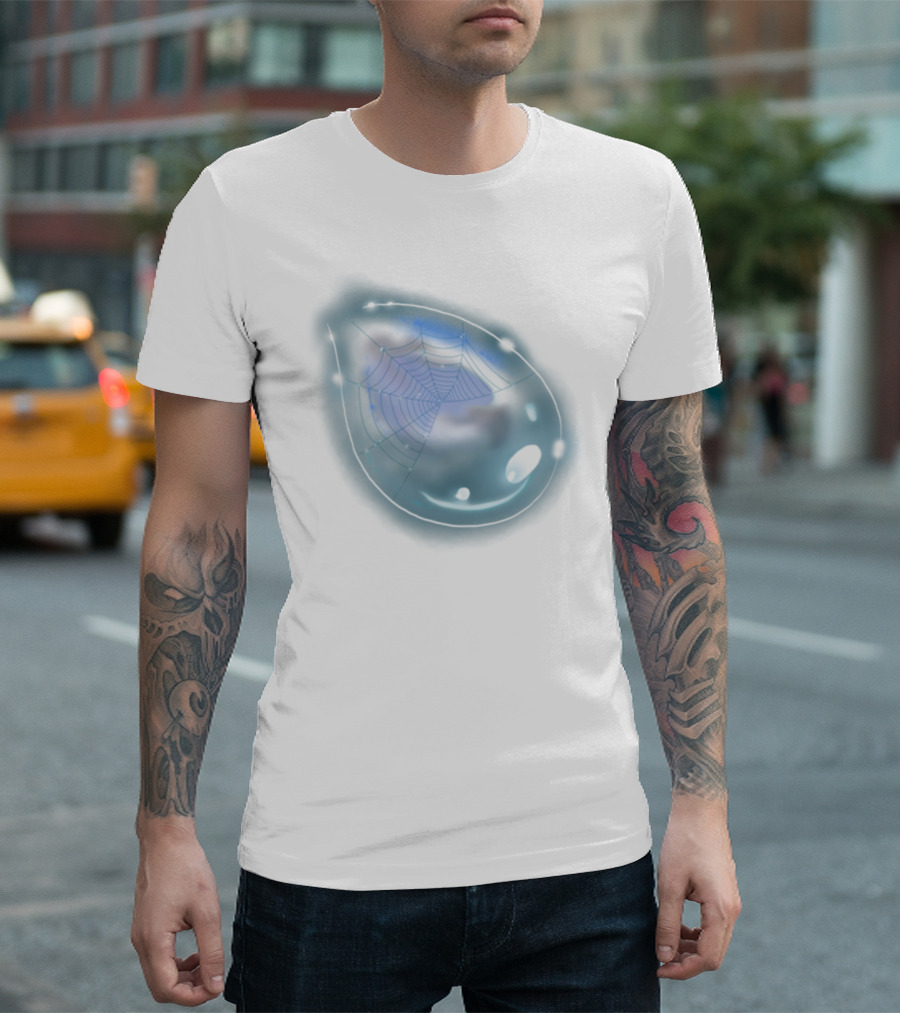 Drop With A Spiderweb Inside Glowing Dewy Water Droplet with Ethereal Web T-Shirt