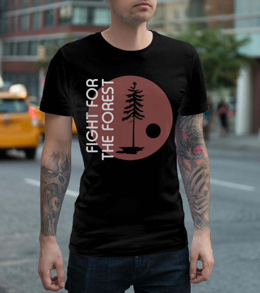 Fight For The Forest Tree Silhouette In Circle T-Shirt