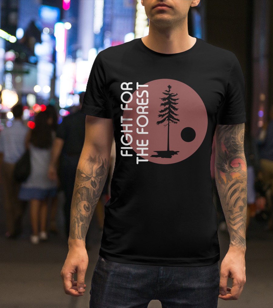Fight For The Forest Tree Silhouette In Circle T-Shirt