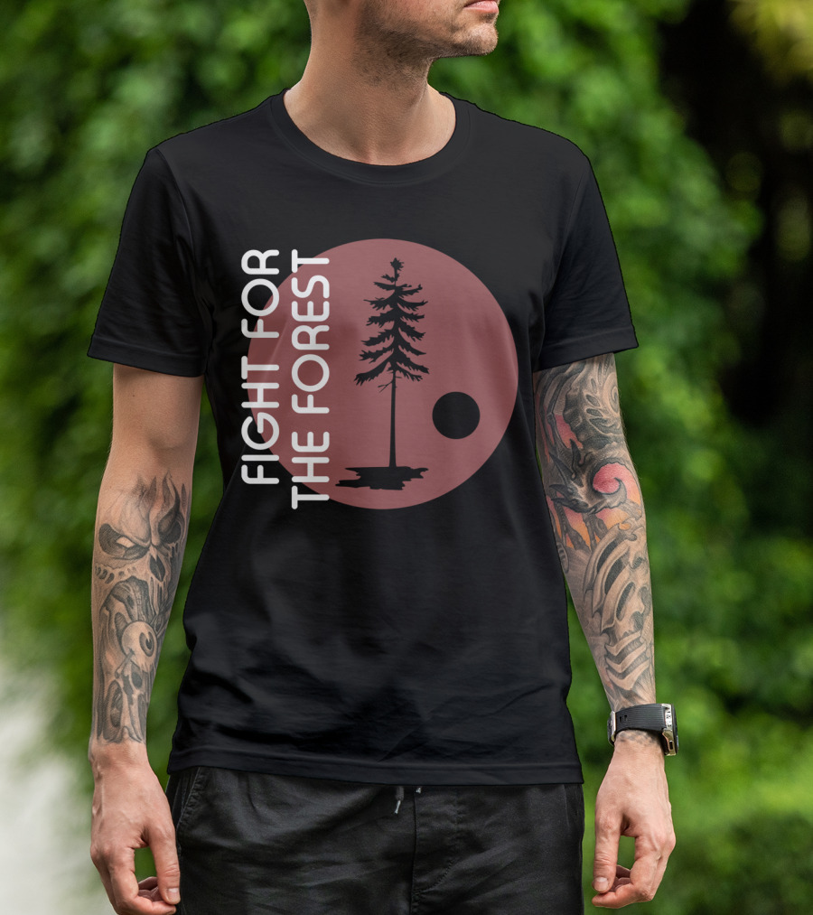 Fight For The Forest Tree Silhouette In Circle T-Shirt