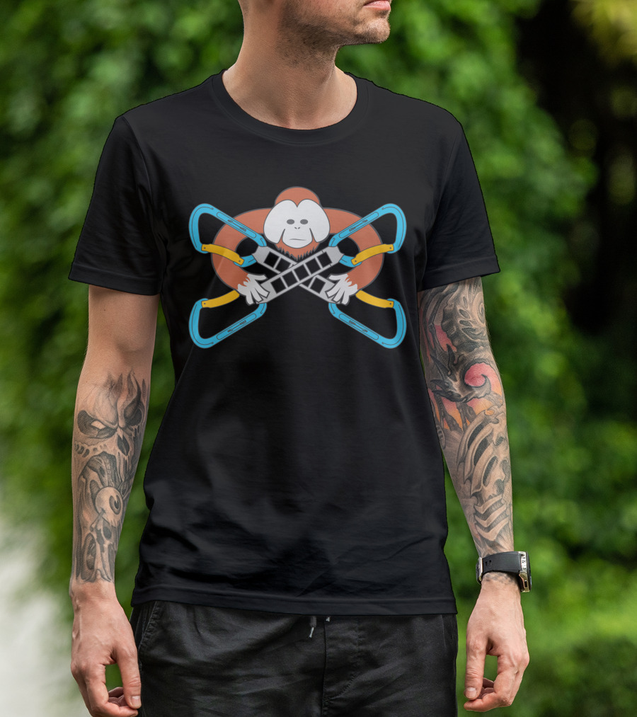 Climbing Ape With Crossed Carabiners T-Shirt