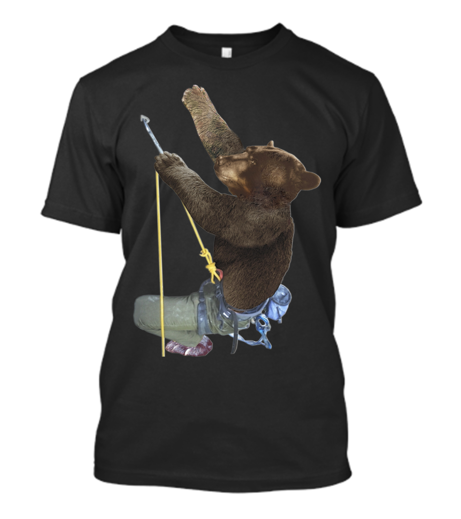 Climbing Bear In Adventure Gear On A T-Shirt