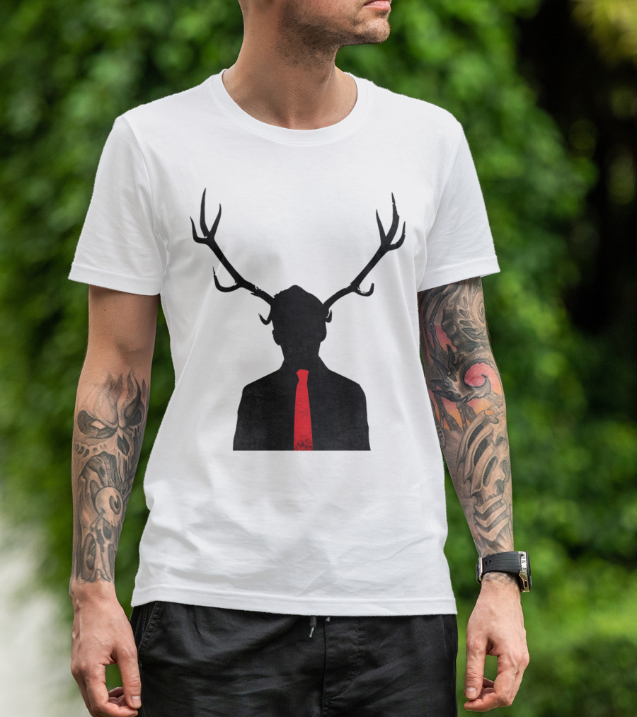 Corporate Trophy Stag Silhouette With Red Tie T-Shirt